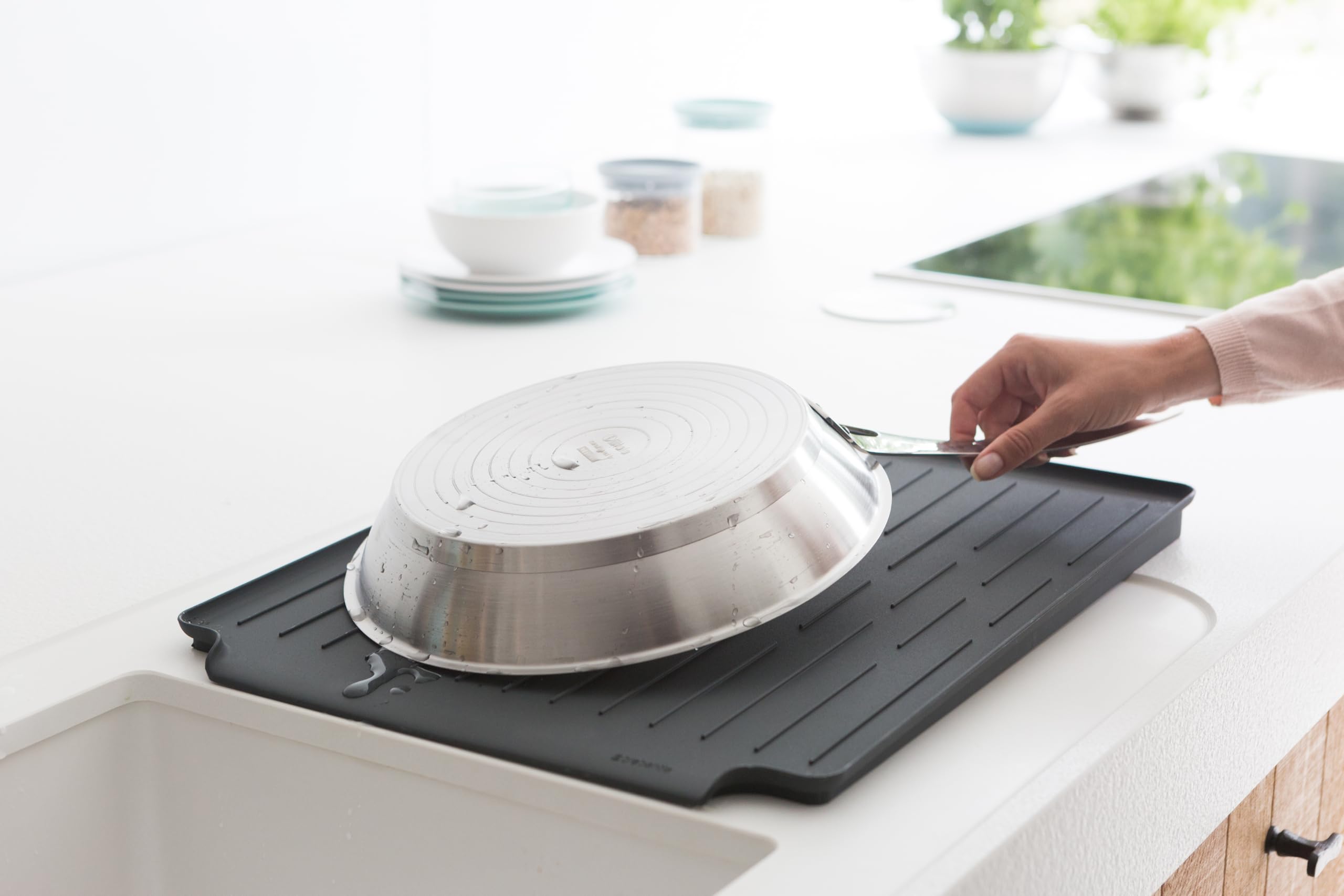 Brabantia Estante para secar Platos, Gris Oscuro, Grande (38,5 x 49 cm)