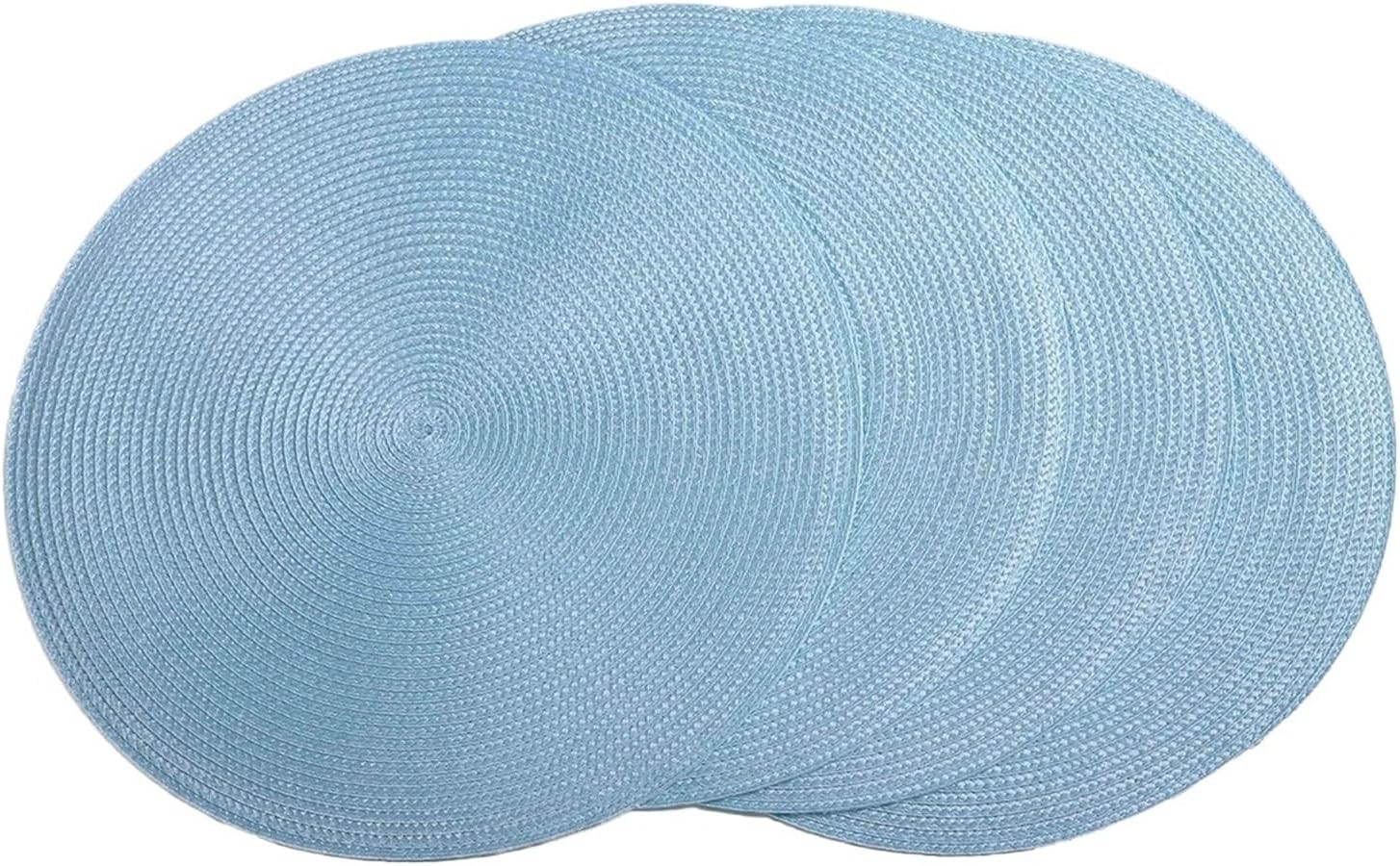 Round Braided Placemats Set of 4 Table Mats for Dining Tables Woven Washable Non-Slip Place mats 15 inch(Blue)