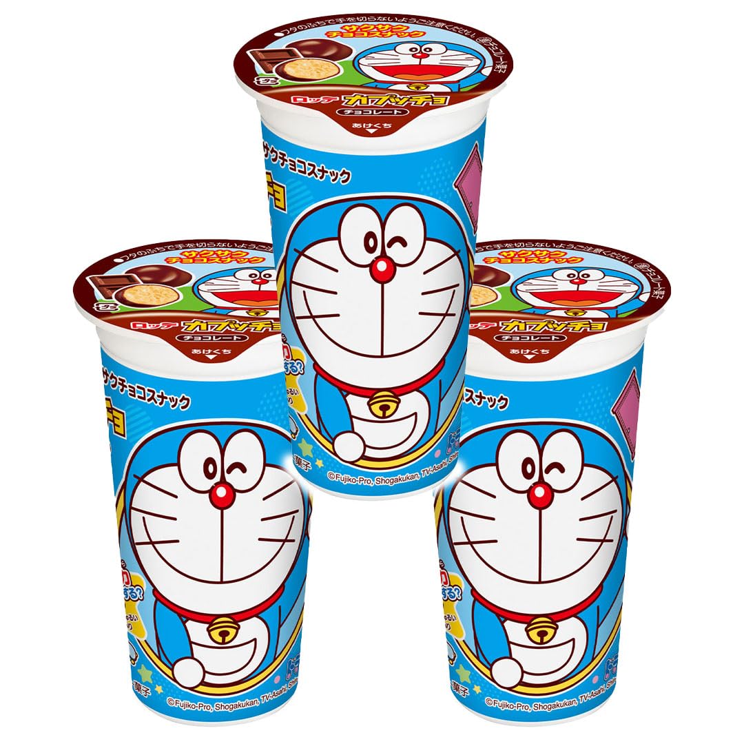 Lotte Japanese Doraemon Choco Balls Crunchy Sweet Snacks 37g (Pack of 3)