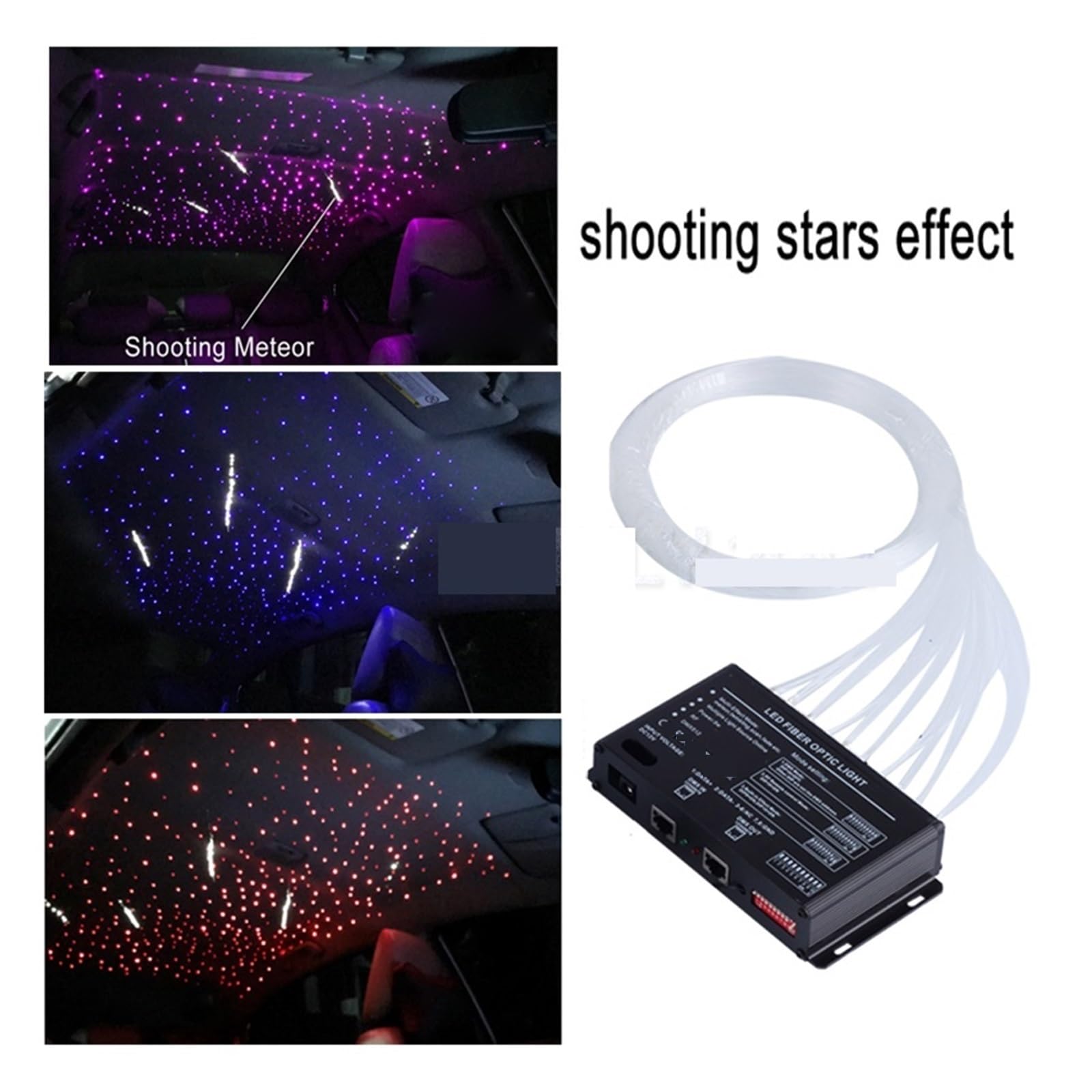 Bluetooth-Glasfaser-Sternlicht, 16 W RGBW-Smartphone-APP-Steuerung, Lichtleiter-Schieß-Meteor-Effekt-Kinderzimmerleuchten(4m Mixed 335pcs)
