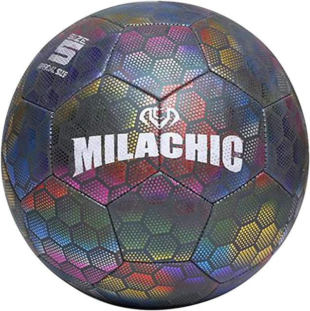 Reflective Football, Light Up Football Holographic Football Luminous Football, Glowing Soccer Ball Kids Reflective Soccer Ball Size 4/5 Standard Practice Training Football, Glow In The Dark By Light