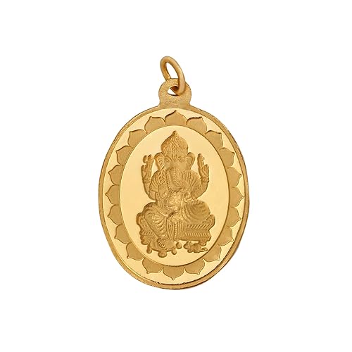 6.2 Gm Oval Ganesh 24k (999) Yellow Gold Pendant