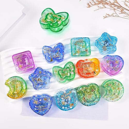 Miniatura 8 de FineInno 8 moldes de fundición de resina de doble capa con 80 hojas de sellado, molde de resina epoxi de arena movediza, corazón, estrella,