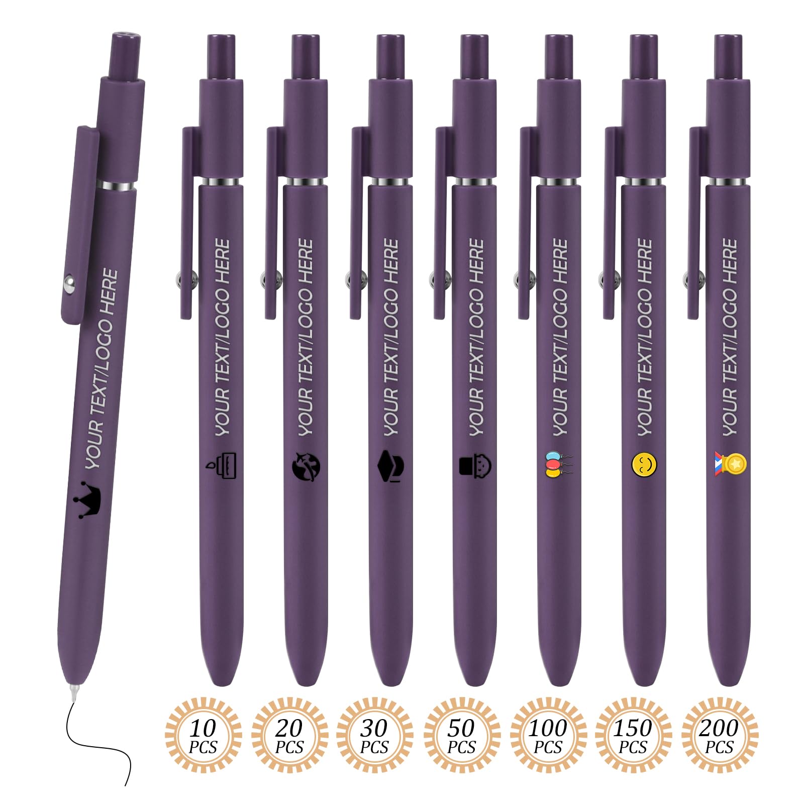 Personalized Pens with Logo/Name/Text Custom Pens Vintage Colors Personalized Ballpoint Pens Black Ink for Brand Marketing, Corporate Events,