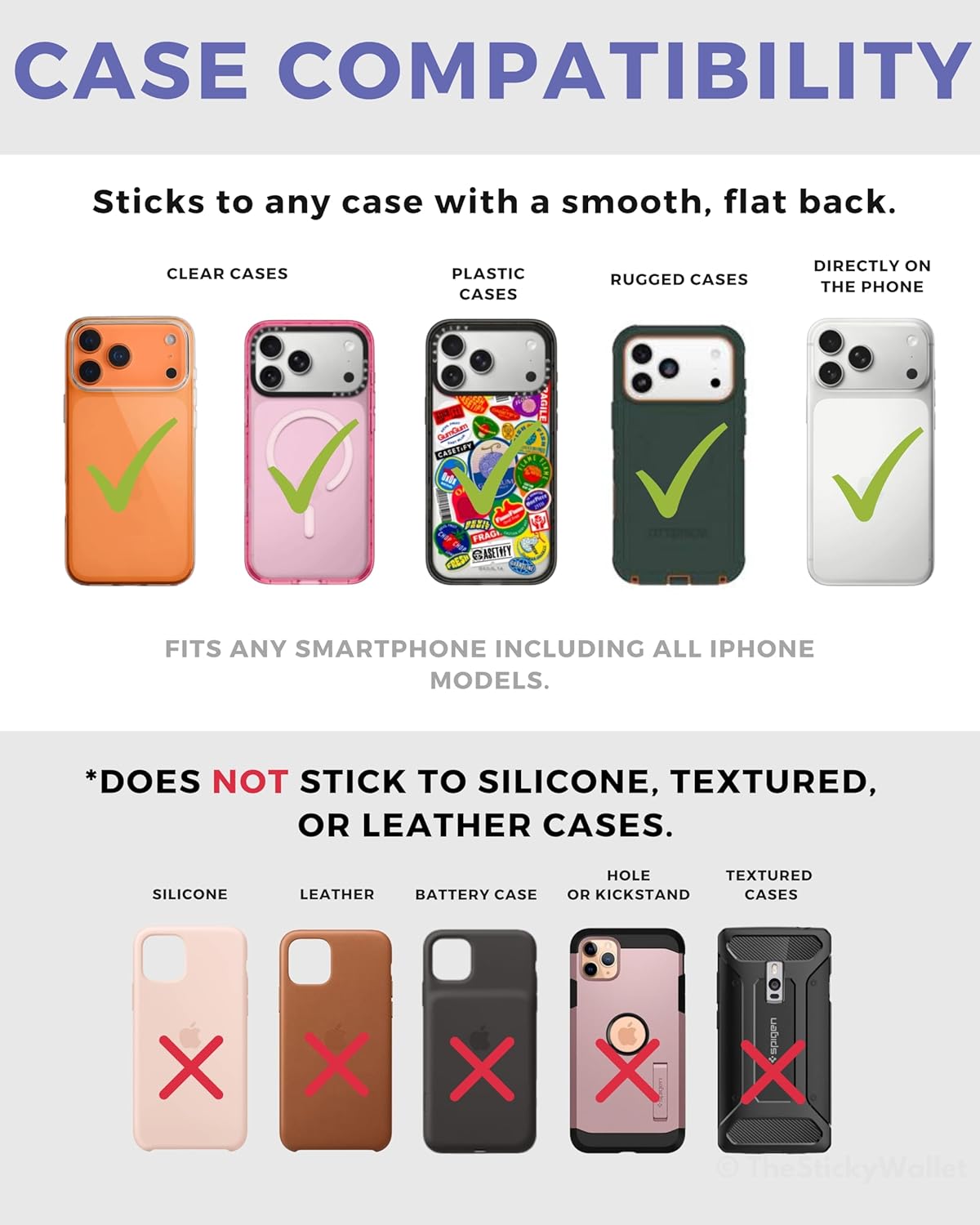 LIFESTYLE DESIGNS The StickyWallet – Premium Spandex Stick-on Phone Wallet Card Holder for any Case – Unique Double Pocket Design + Finger Strap (4 Pack)