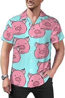 Cute Piglets Faces Mens Shirts Hawaiian Short Sleeved Cuban Collar Graphic Tees Tops