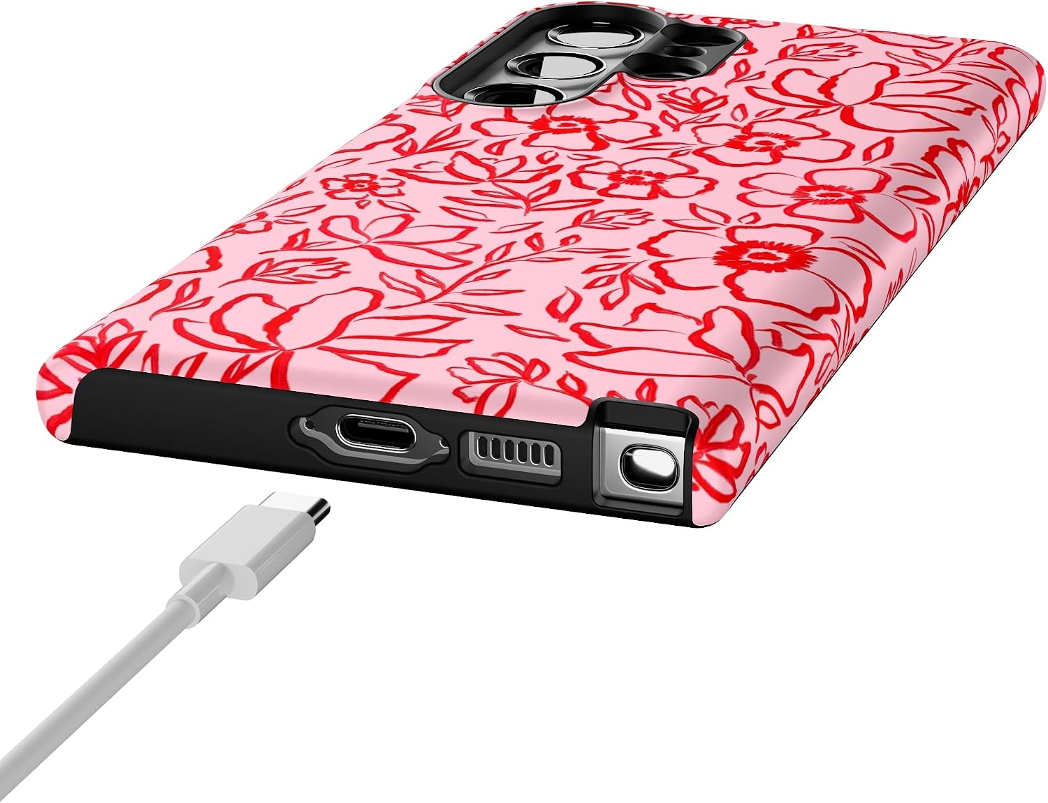 Casely Galaxy S23 Ultra Case | Blush Garden | Floral Doodle | Essential Slim Dual-Layer Protective Design