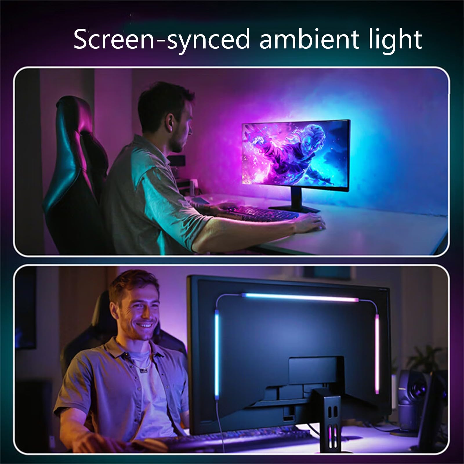 Retroiluminación LED para monitor, luz de escritorio RGB para PC, barra de luz de computadora detrás del monitor, LED para juegos de escritorio, puerto USB, tira de luces LED que se