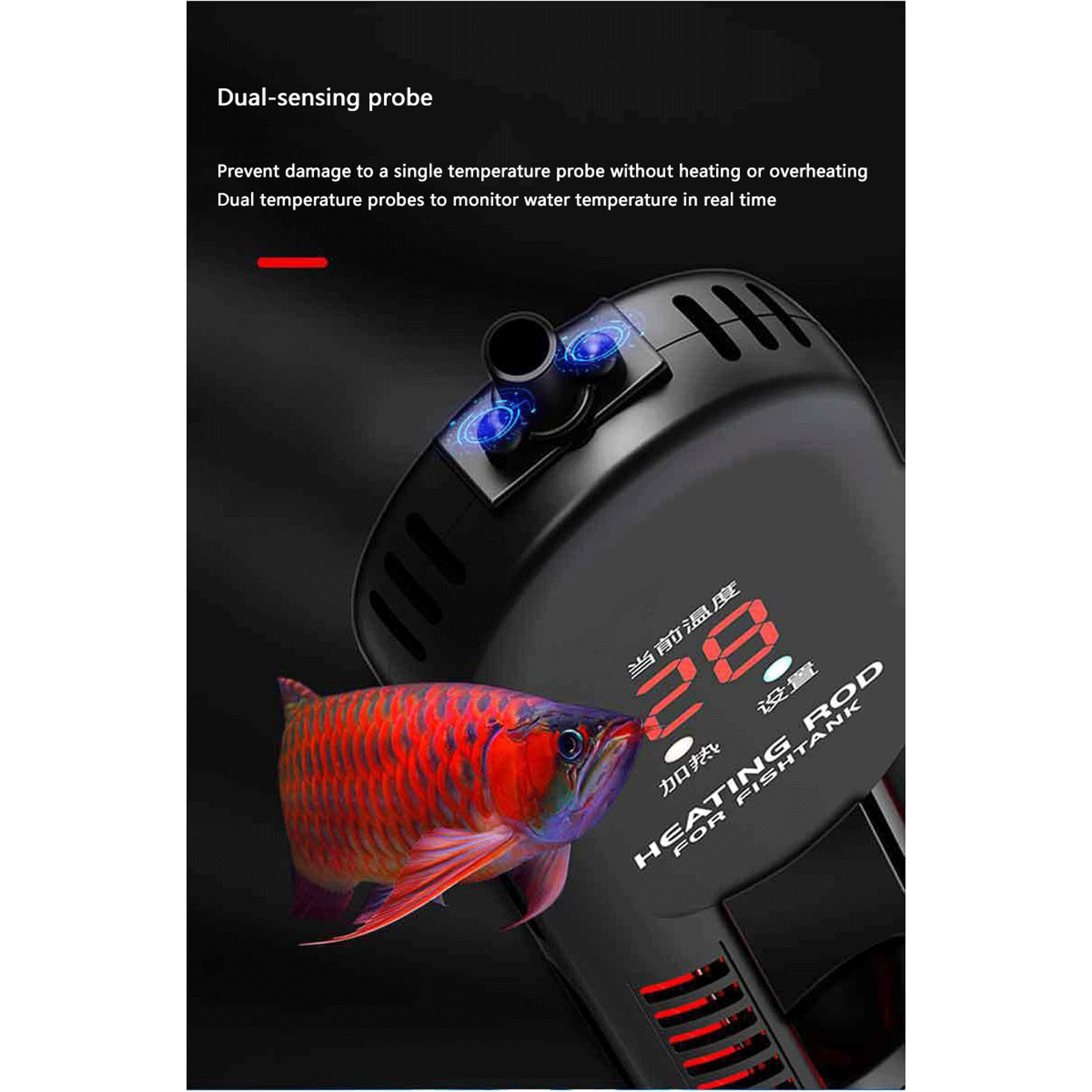 Riscaldatore per Acquario con Asta riscaldante Automatica a Temperatura costante per Acquario in Fibra di Carbonio a infrarossi, 500W (500W)