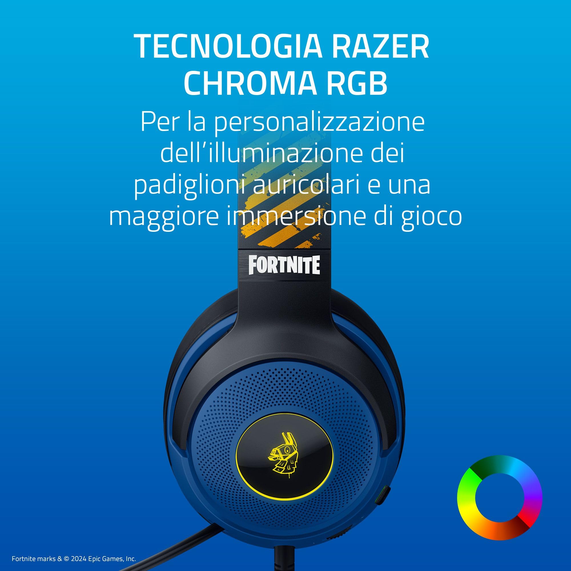 Razer Kraken V3 X - Cuffie da gioco USB cablate edizione Fortnite (cuffie ultraleggere, Driver TriForce da 40 mm, microfono HyperClear, RGB) Fortnite