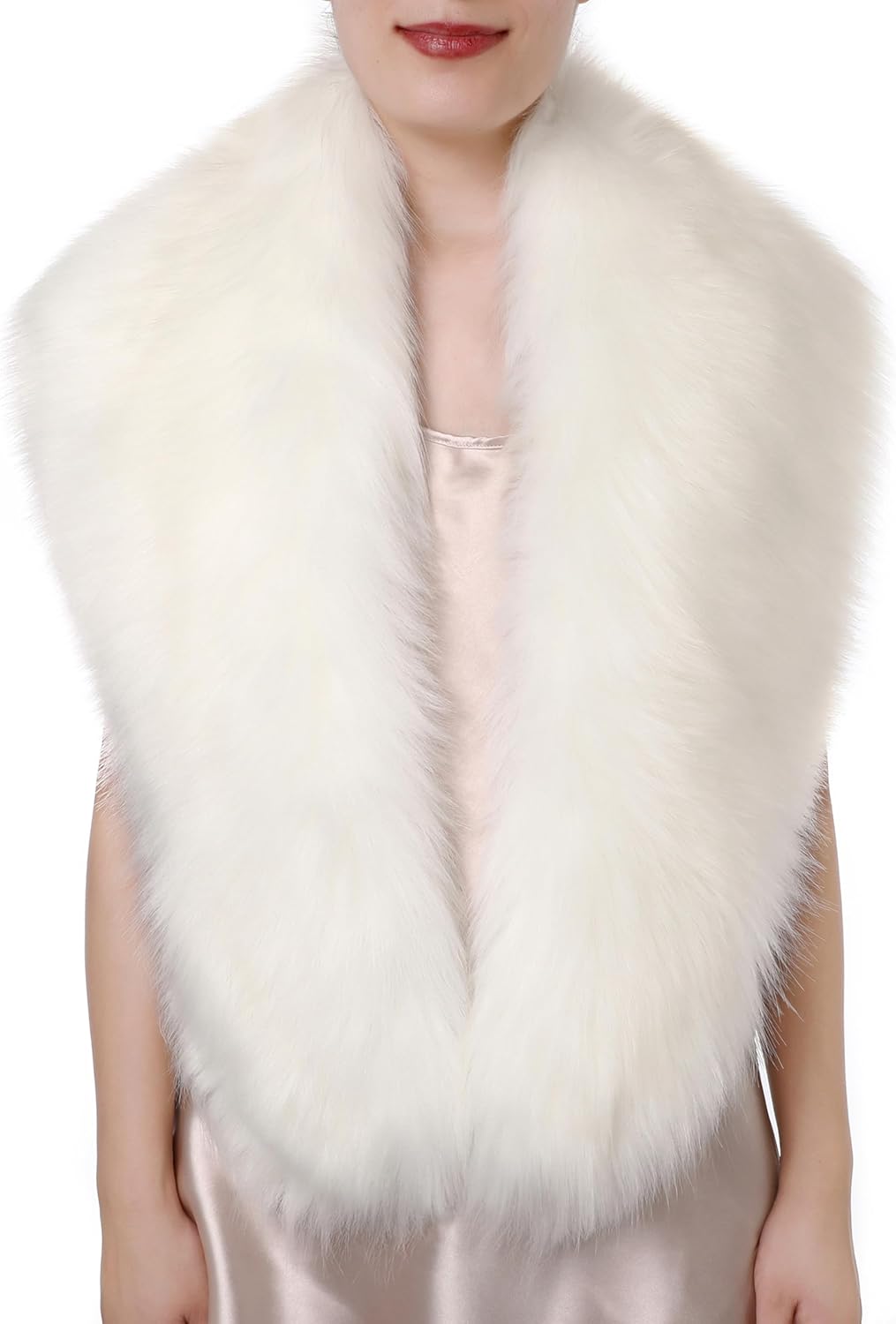 Dikoaina Women's Faux Fur Collar Scarf Wrap, Winter Warm Neck Warmer, Elegant Decorative for Coat Jacket Outwear
