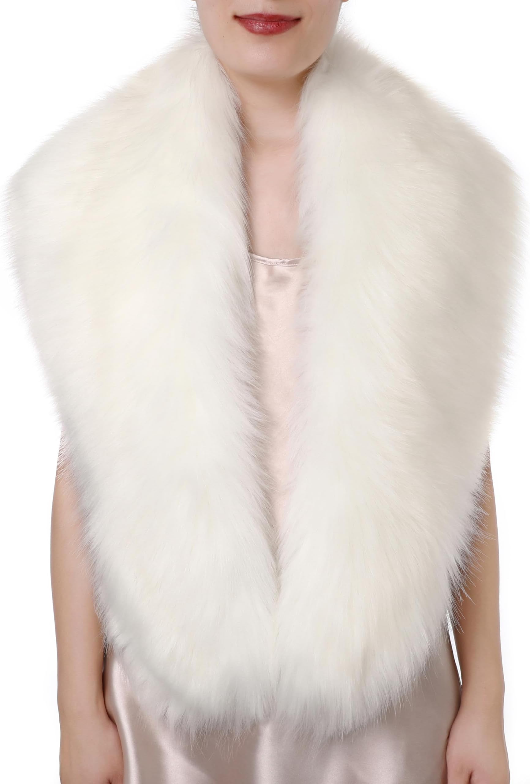 Dikoaina Women's Faux Fur Collar Scarf Wrap, Winter Warm Neck Warmer, Elegant Decorative for Coat Jacket Outwear