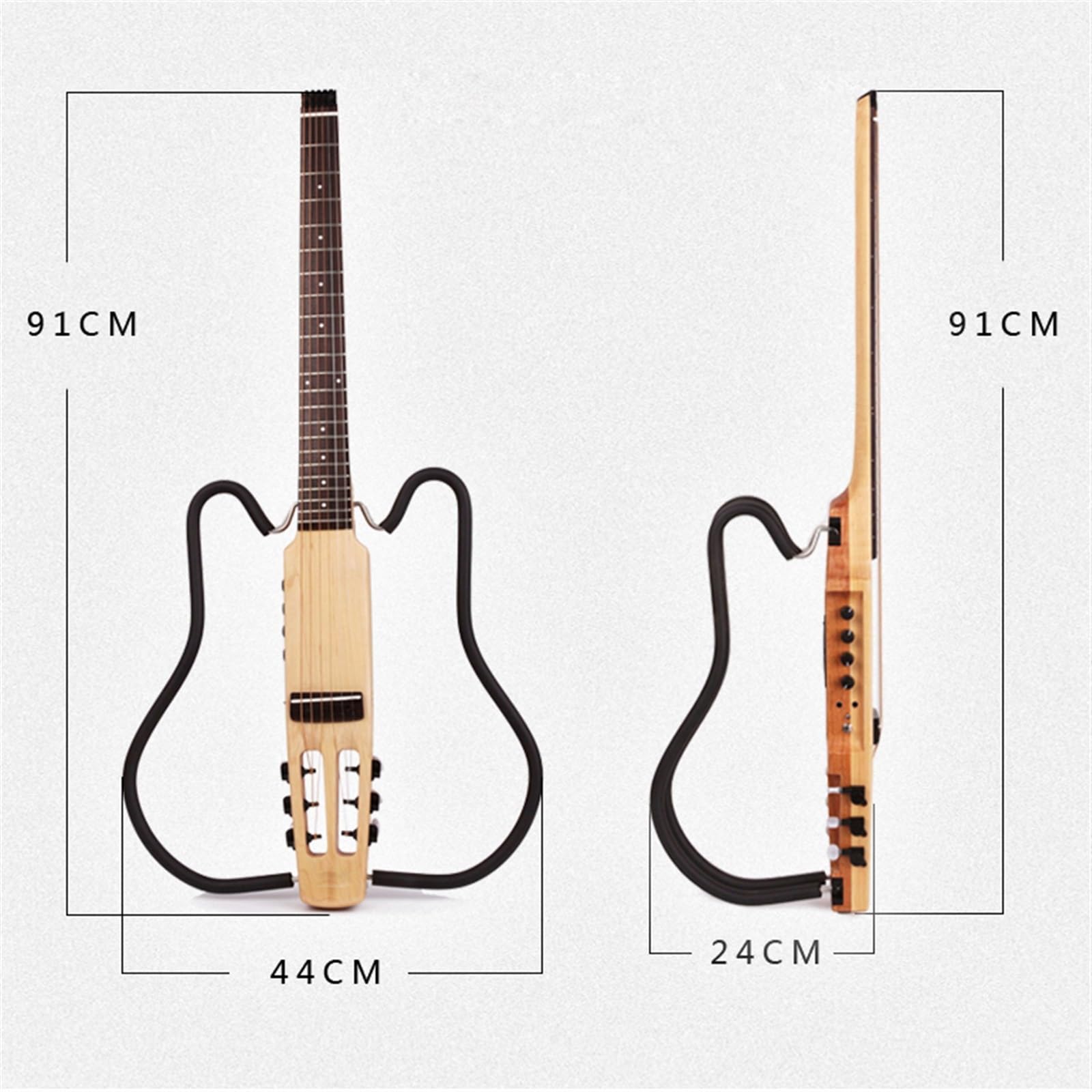 Bezgłowa Cicha Podróż Elektryczna Gitara Akustyczna Prawa Lewa Ręka Przenośna Podróż Wbudowana W Gitarę Efektorową Początkujący Bezgłowy Gitara Elektryczna (Color : Right Hand)