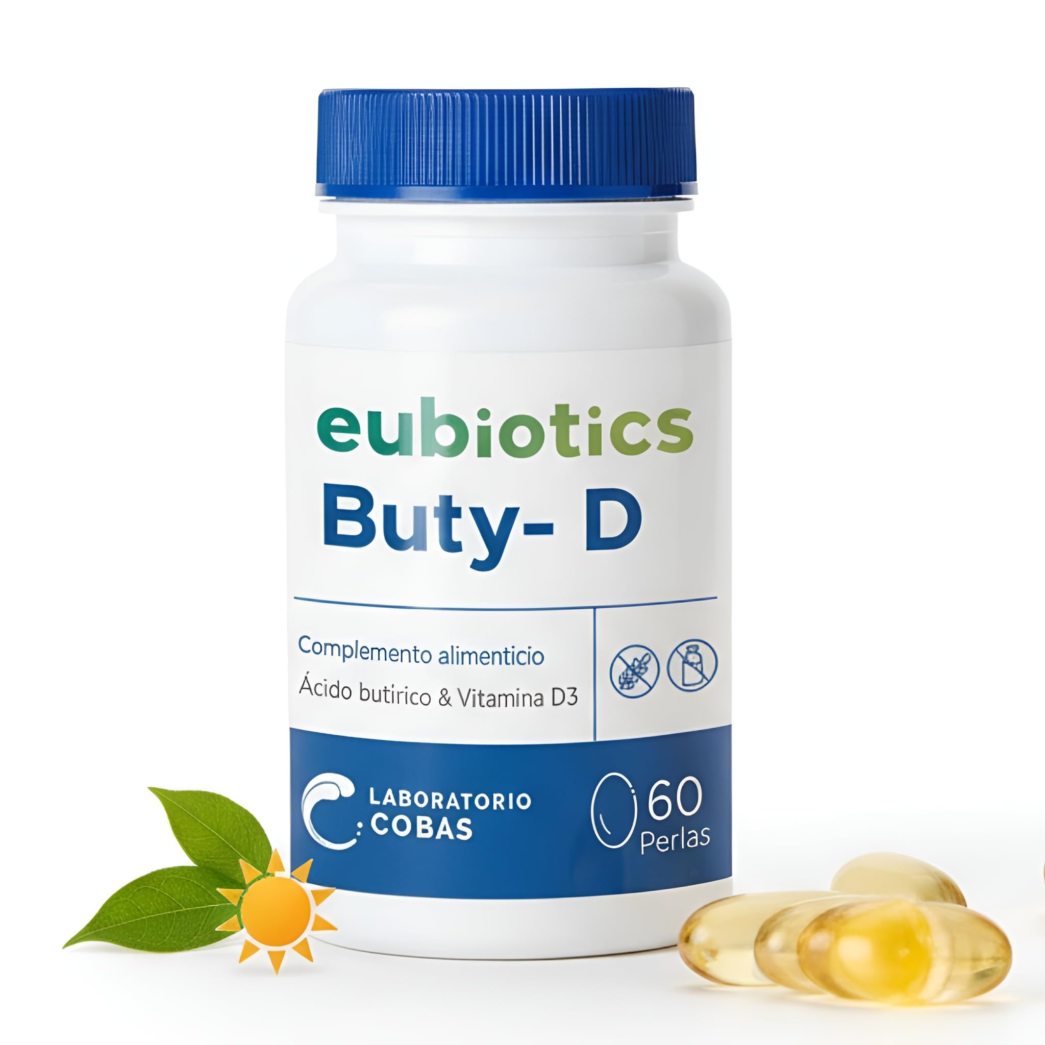 Eubiotics Buty-D 60 Cápsulas - Suplemento de Ácido Butírico Butirato y Vitamina D3 - Sin Gluten y Sin Lactosa - Para la Homeostasis Intestinal