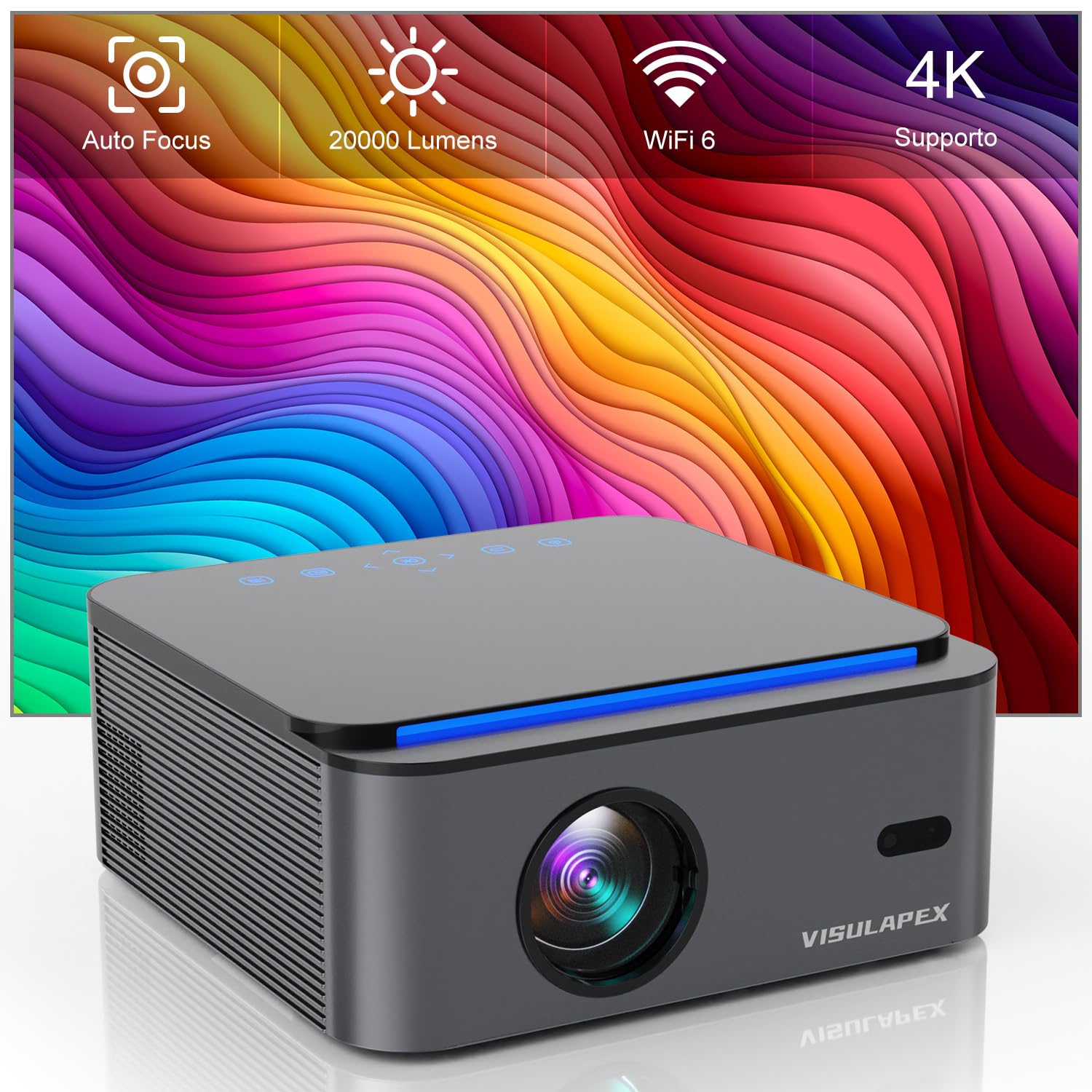 Proiettore WiFi Bluetooth WiMiUS P62 700ANSI 1080P - Autofocus, 4K Supportato, Per Home Cinema - Foto 5