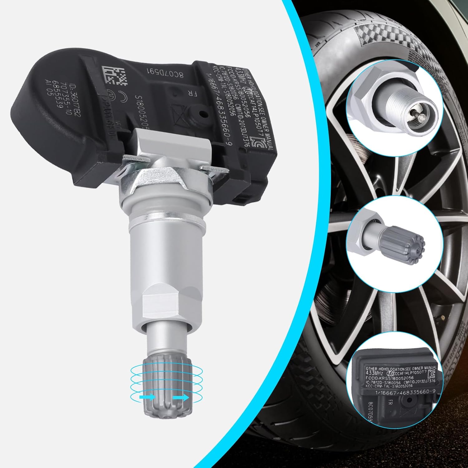 36106856209 Tire Pressure Sensors Pack of 4 - Fit for BMW 2 3 4 Series i3 i8 X1 X2 X5 & for Mini Cooper 2017-2018