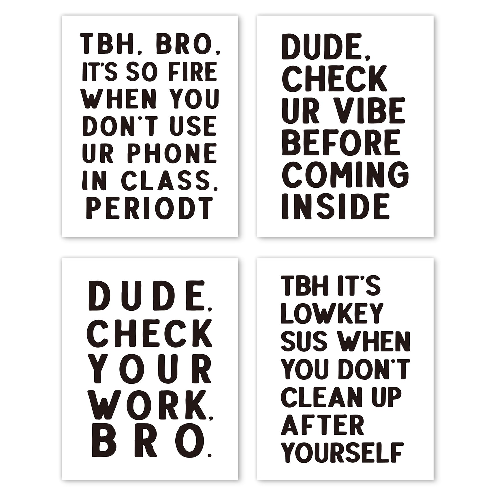 Amazon.com: Hxlac Funny High School Classroom Wall Art Prints Set of 4 ...