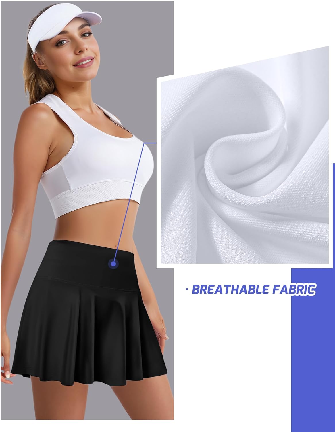 Buauty Women's Tennis Skirt Shorts Pleated High Waisted Golf Skorts with Pockets Workout Athletic Casual Outfit Clothes - Image 3