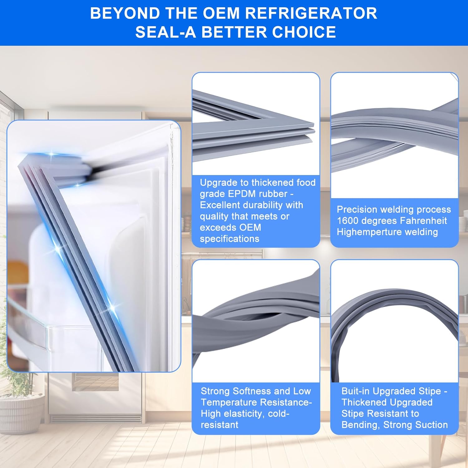 Upgraded 34.4"x21.5" DA97-12522S Refrigerator French Door Gasket Compatible with Samsung Refrigerator Gasket Fridge Seal Part Replaces 3973463 PD00083625 DA97-22753A AP7189358 PS16734063 EAP16734063