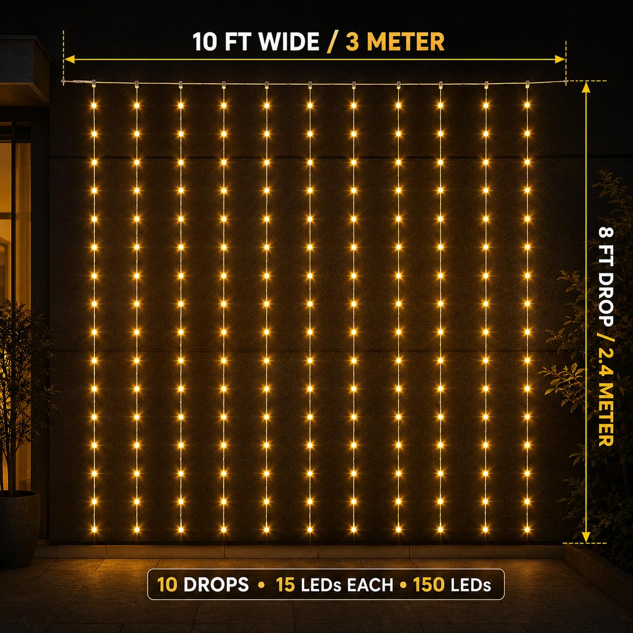 Gesto Waterfall Lights: 150 LED Fairy Curtain - 8 Modes FREE SHIPPING -6 Gesto Waterfall Lights: 150 LED Fairy Curtain - 8 Modes FREE SHIPPING -6