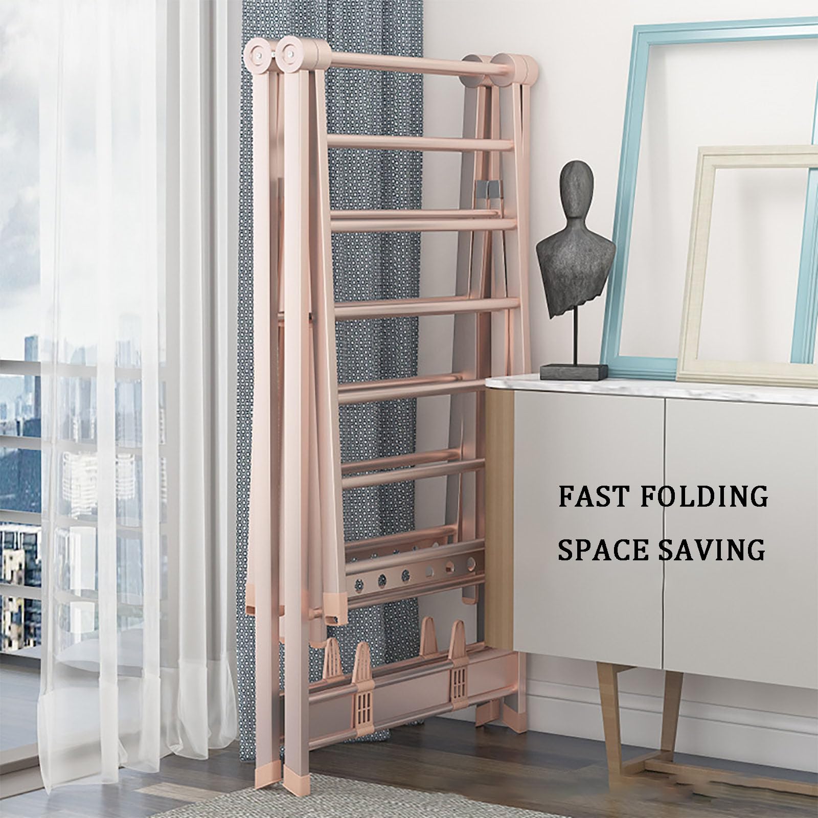 Interno Stendibiancheria Cavallo Alato Esterno Pieghevole 3 Tier - Foto 11