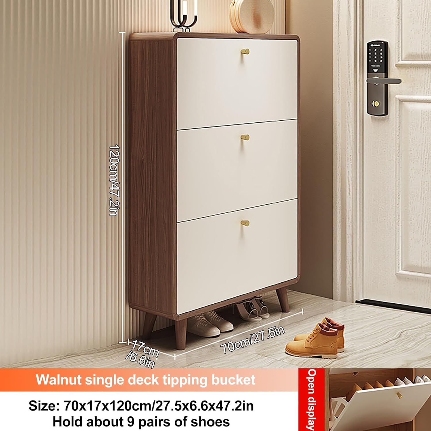 Shoe Storage Cabinet Cabinets Hallway Slim Cupboard Cupboards Hallways Slimline，Ultra Slim Free Standing Shoe Rack Organizer - Modern Tipping Bucket Storage Cabinet for Entryway, Bedroom, Li