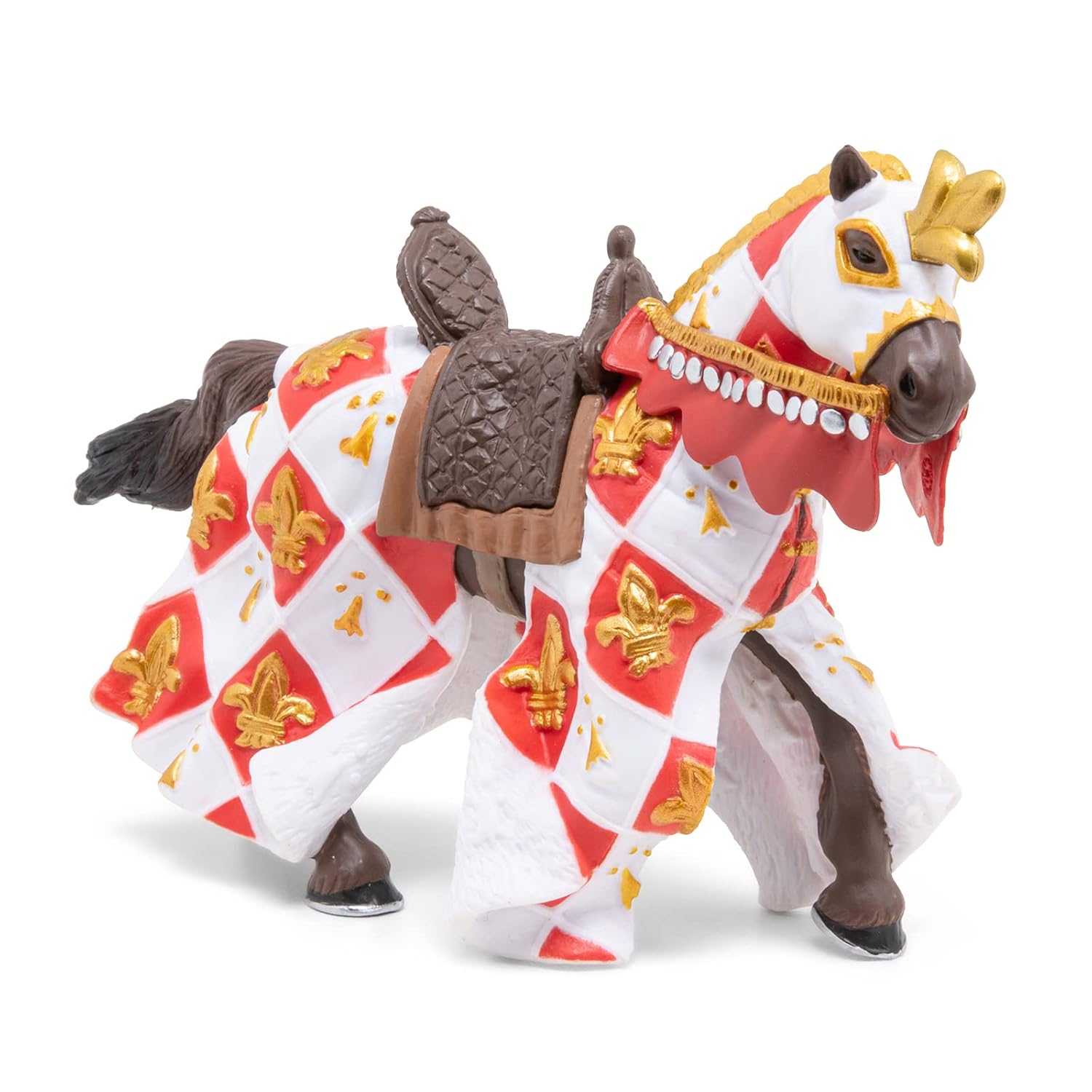 Papo -Hand-Painted - Figurine -Medieval-Fantasy -White Horse Fleur de LYS -39789 - Collectible - for Children - Suitable for Boys and Girls - from 3 Years Old