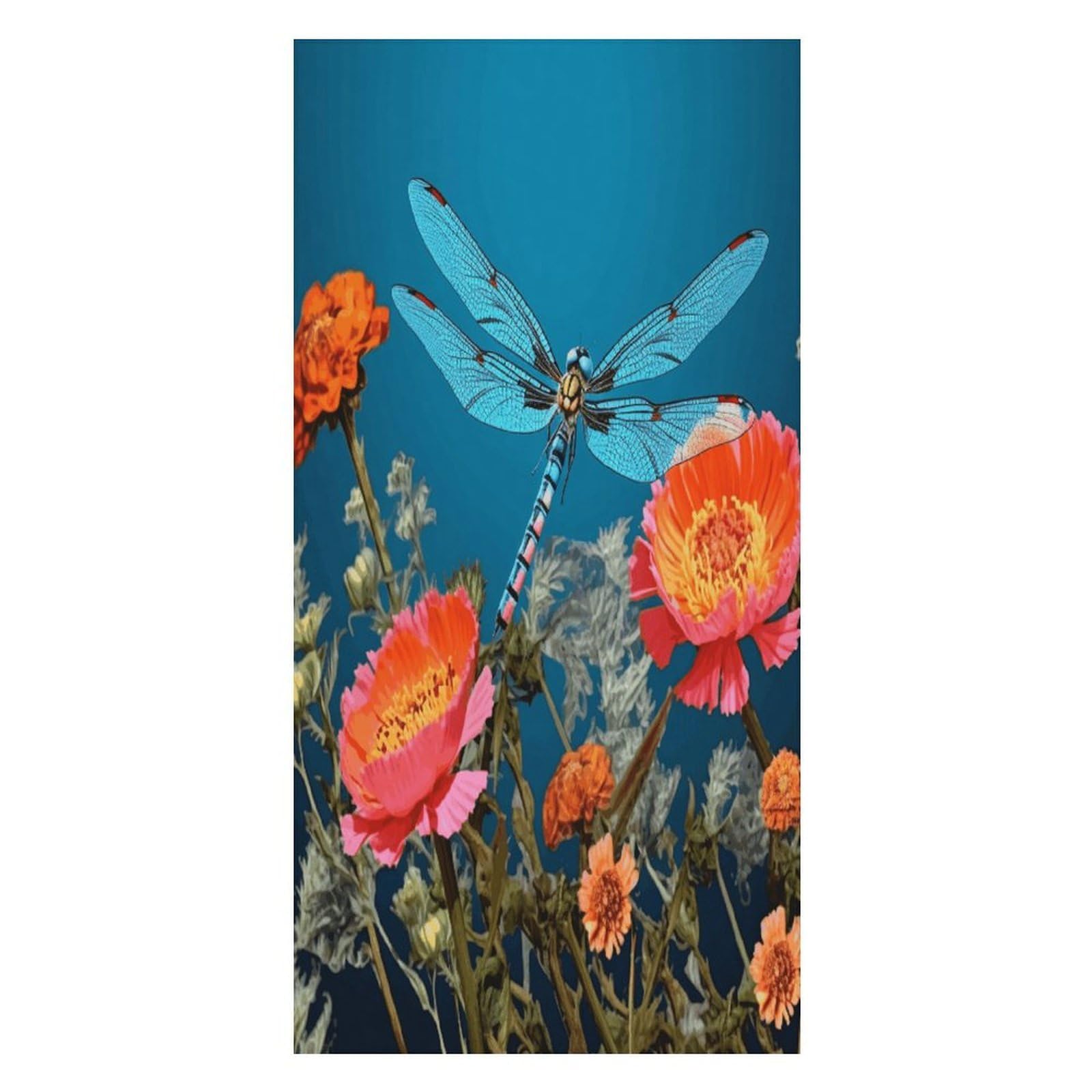 JTREHY Dragonfly and Flower Beach Towel Extremely Soft Oversized Towels Lightweight Sports Absorbent Bath Towel Suitable 160"x80" for Swimming Camping Beach