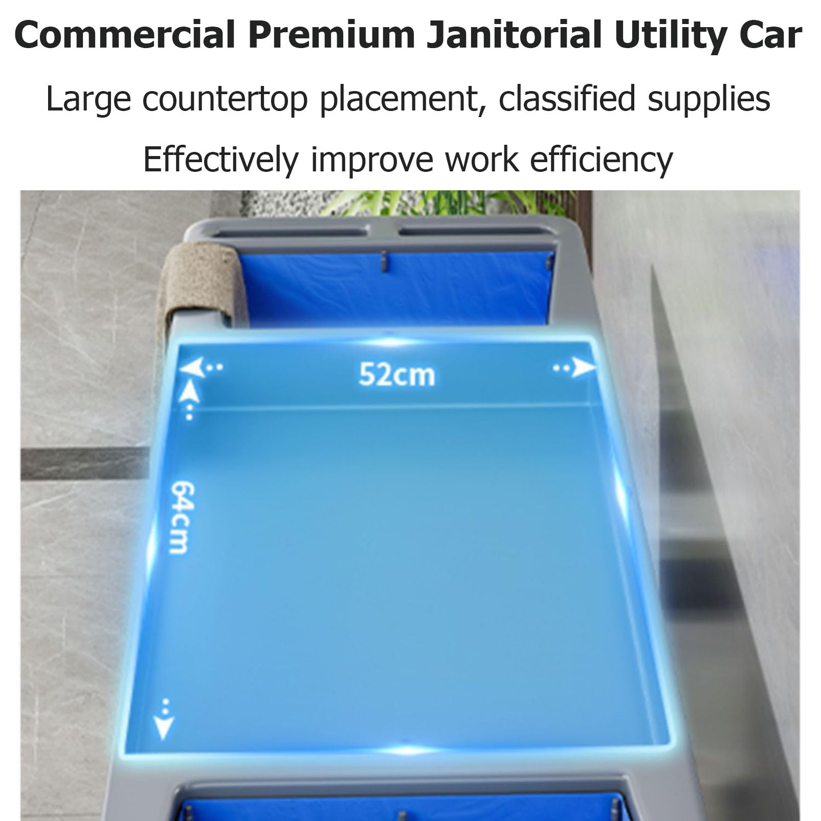 Carrito de limpieza resistente, organizador de limpieza grande para servicio de habitaciones, limpieza y lavado, ideal para escuelas, oficinas y empresas de limpieza