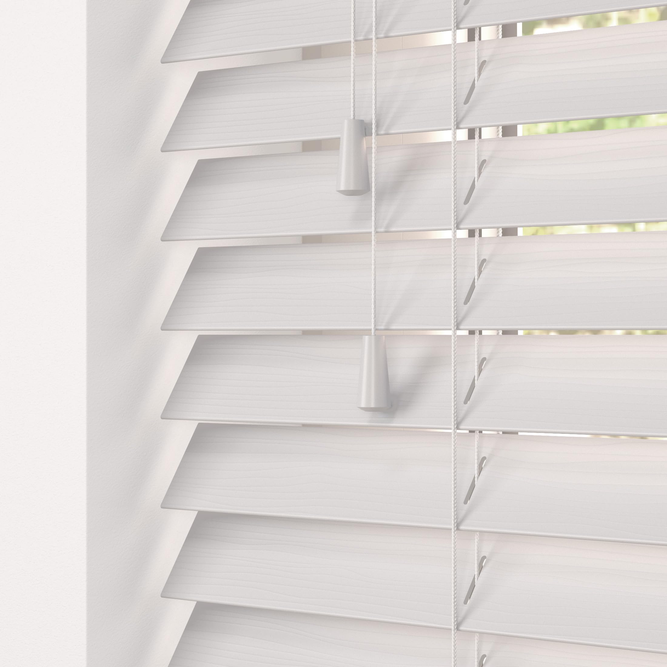 Hand Made To Measure FAUX WOOD Venetian Blinds - British Made - by HOMESMART BLINDS (Light Grey Fine Grain)