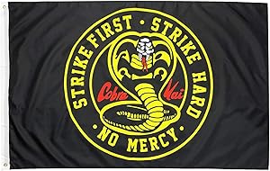 WYFGL 3×5 Ft Cobra Kai Strike First Karate Kid Flag The Karate Kid with Brass Grommets 100D Double Stitched Banner Decor