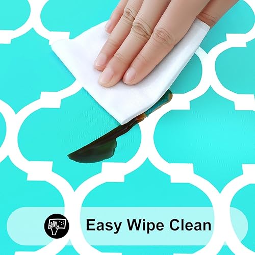 Miniatura 328 de Smiry - Mantel redondo de vinilo ajustable con bordes elásticos y parte trasera de franela, mantel de vinilo impermeable, lavable, diseño enrejado