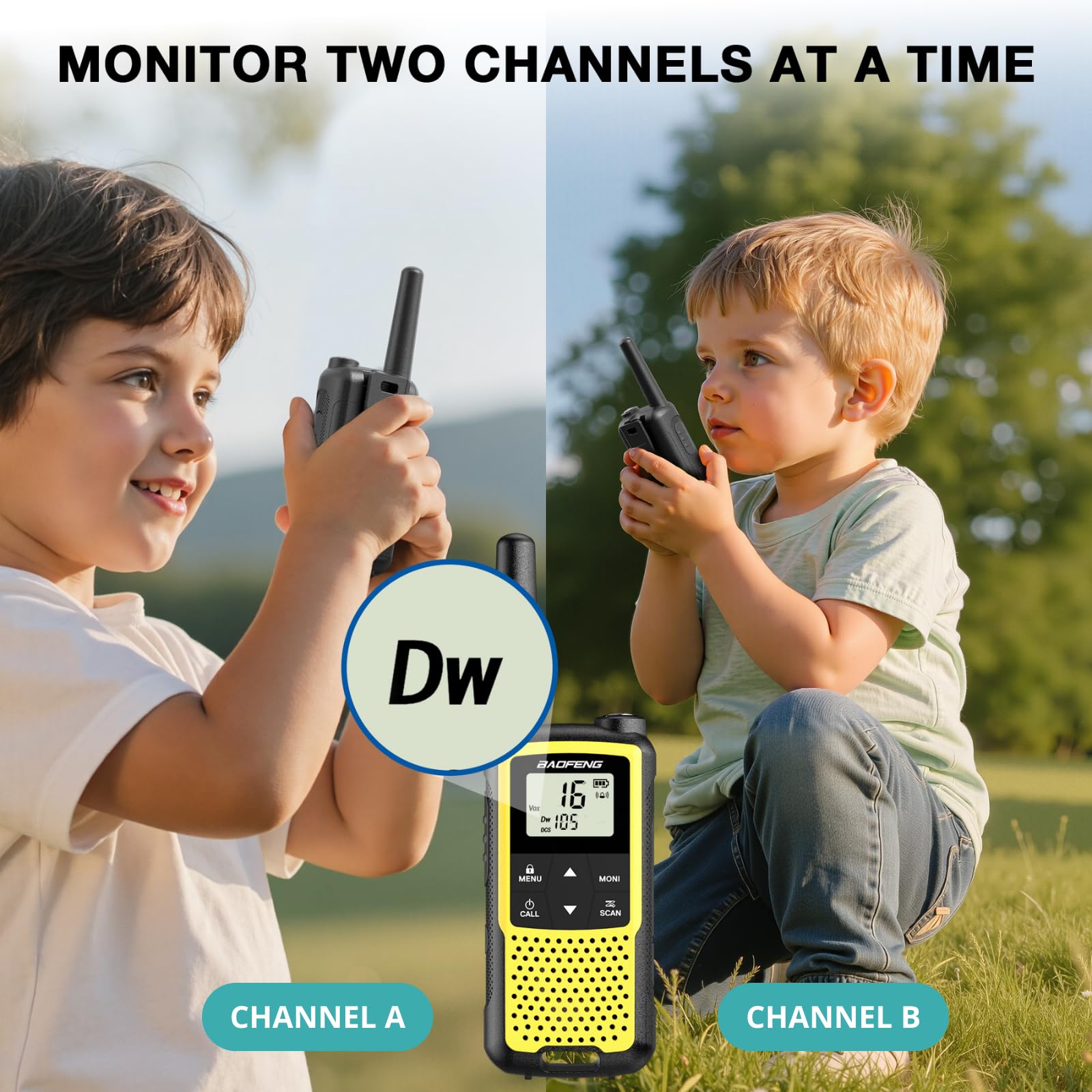 Baofeng BF-33C Walkie-Talkie PMR446 für Kinder, Langstrecken-Zweiwegefunkgeräte mit wiederaufladbarem Akku, USB-C-Ladung, 16 Kanälen, VOX, Dual Watch, für Outdoor-Spiele & Familienabenteuer, 3er-Pack