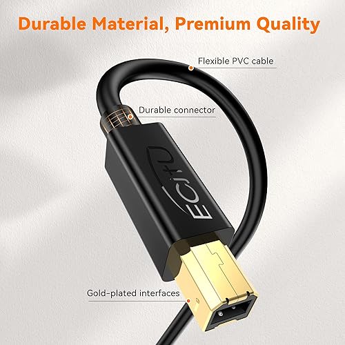 Miniatura 5 de Cable de impresora USB C de 30 pies (paquete de 1), cable de impresora tipo C, USB 2.0 B macho a macho C, cable de repuesto para teclados,
