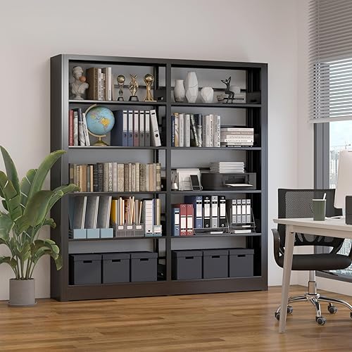 Miniatura 8 de Estantería de 69 pulgadas, estantería de 5 niveles con estantes de almacenamiento ajustables, unidad de pie, estantería alta para oficina en casa,