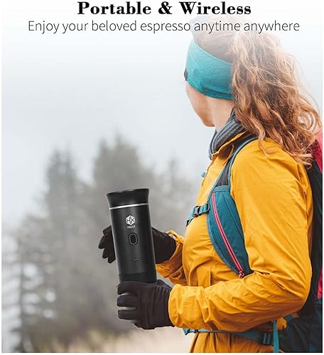 Miniatura 5 de Máquina de café y café portátil - Negro, cafetera de viaje inalámbrica, batería de 7500 mAh, para campamento, RV, oficina, café caliente y helado