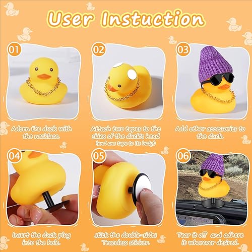 Miniatura 55 de Patos de goma con soporte de enchufe de pato, patos de automóvil para tablero de instrumentos, pato para decoración de Jeep y automóvil, divertido