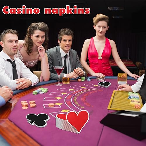 Miniatura 7 de Honoson Servilletas de casino para fiestas, suministros de cumpleaños temáticos de juegos de póquer, servilletas de papel desechables, productos