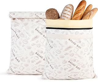 2-Pack Reusable Beeswax Bread Bags for Sourdough & HomemadeBread with Zipper, 16.5 x 13 inch bread bags for Food Storage