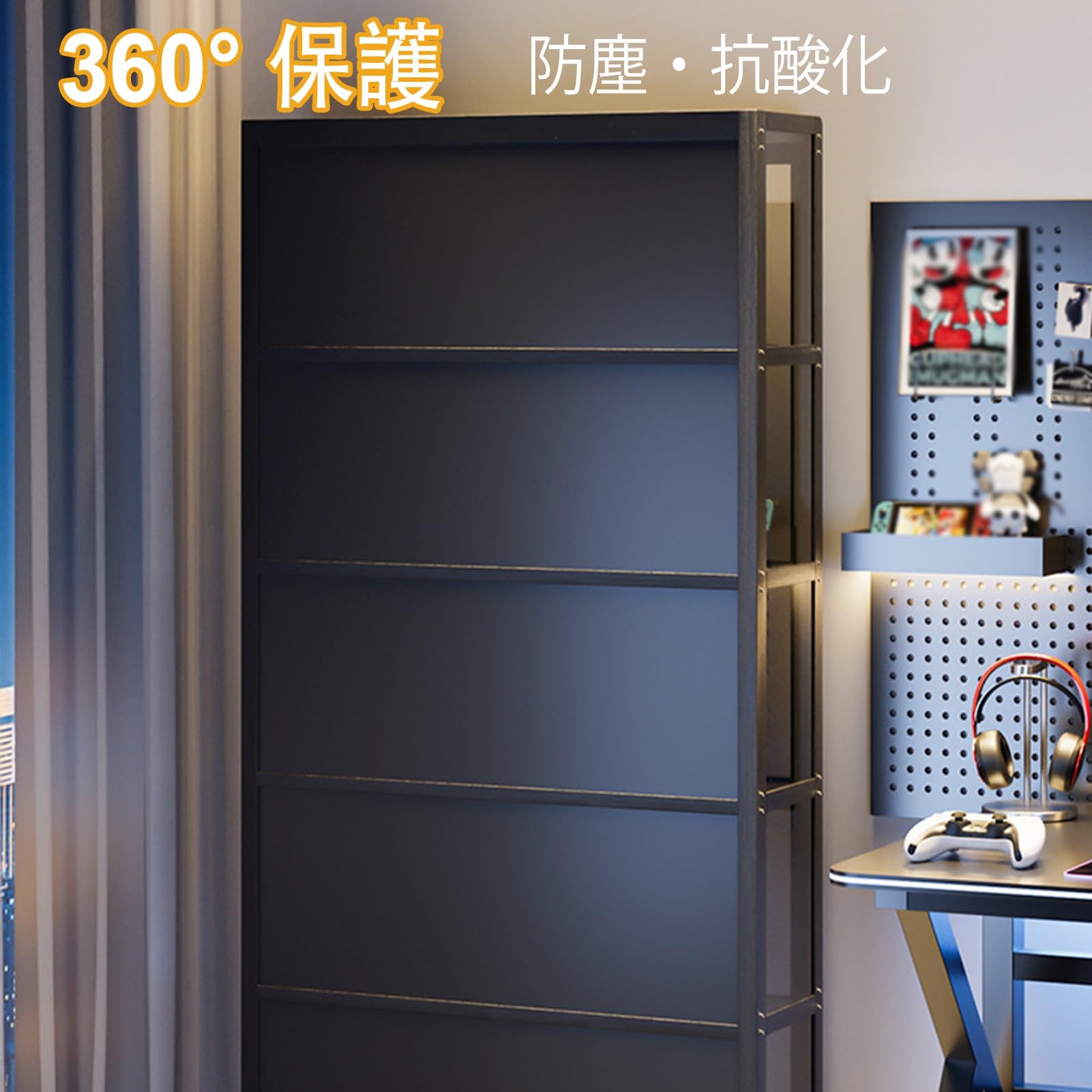 Amazon｜EFGETD アクリル扉付きディスプレイケース 5段竹製キュリオ