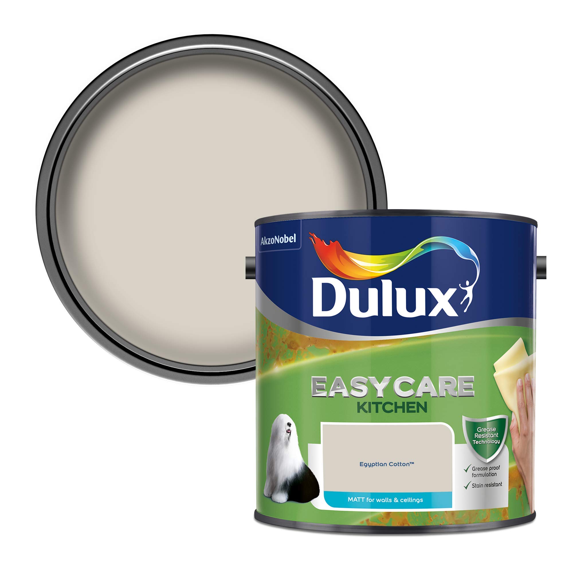 Dulux Beige Kitchen Matt Emulsion Paint, 2.5L, Egyptian Cotton 16.60 cm x 15.70 cm x 16.40 cm