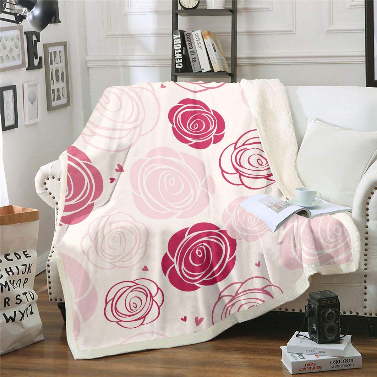 Coperta In Pile 150x150 Cm Con Libellule E Motivi Floreali - Morbida Microfibra Per Divano E Letto