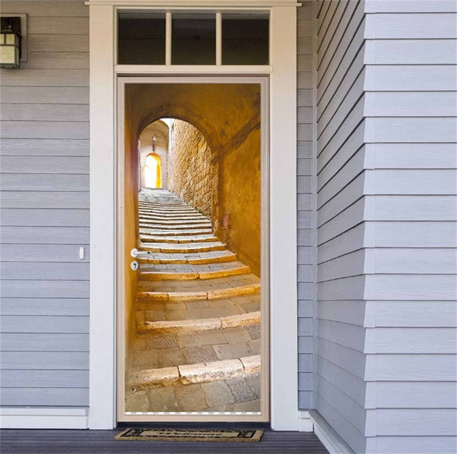 Adesivo 3D Per Porte E Pareti - Scale A Chiocciola Bianche, 85x215cm, PVC Rimovibile E Impermeabile - Foto 10