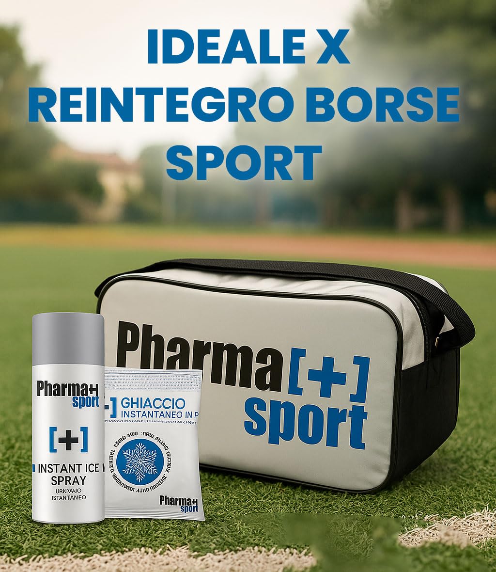 PHARMA+SPORT Kit Ghiaccio Sportivo 10+2 Ghiaccio Istantaneo Monouso + Ghiaccio Spray 400ml – Primo Soccorso per Traumi, Distorsioni, Contusioni – Made in Italy