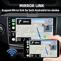 Vista 3 de Estéreo de coche doble DIN de 10 pulgadas, pantalla Apple CarPlay, 2G+32G, pantalla Bluetooth Android Auto con cámara de respaldo, pantalla táctil