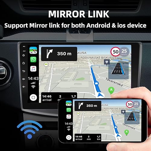 Miniatura 3 de Estéreo de coche doble DIN de 10 pulgadas, pantalla Apple CarPlay, 2G+32G, pantalla Bluetooth Android Auto con cámara de respaldo, pantalla táctil,