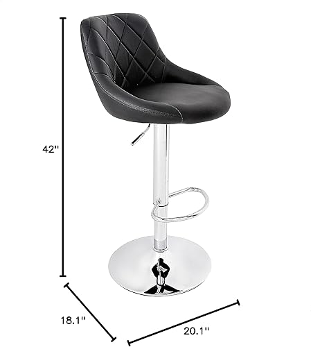 Miniatura 14 de CangLong Taburete de bar giratorio ajustable estilo mediados de siglo con sillas de comedor con soporte de espalda, juego de 2, gris Gris,Negro