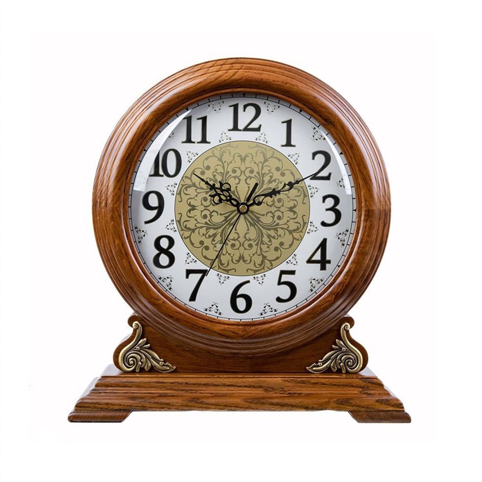 QINGGANG-0224 Mantel Clock Vintage Bedroom Bedside Table Silent Clock Oak Desk Decoration Quartz