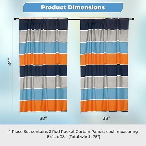 Miniatura 6 de LinenTopia Juego de 2 paneles de cortinas para ventana para niños, cortinas para niños con 2 bolsillos para barra y 2 alzapaños, decoración de