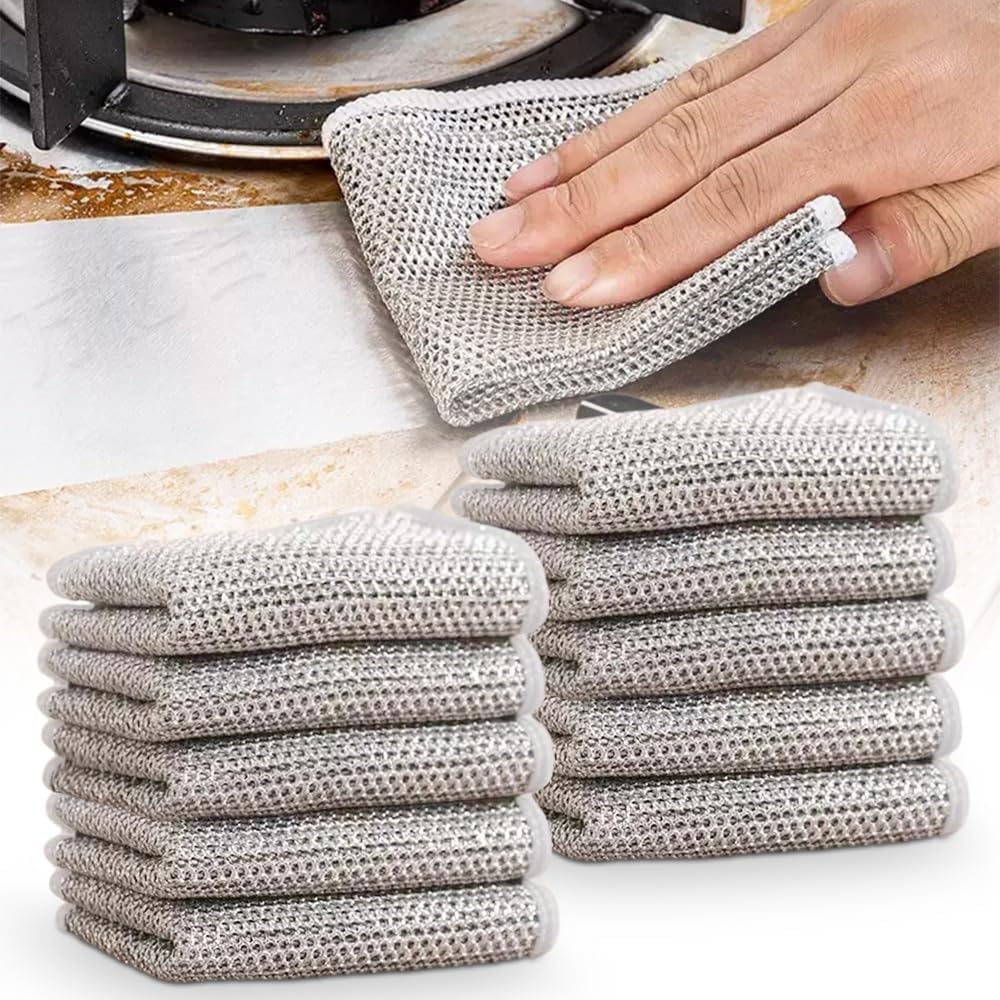 Multipurpose Wire Dishwashing Rags for Wet and Dry 2024 Reusable Non Scratch Metal Wire Dishcloth Upgrade Metal Scrubbing